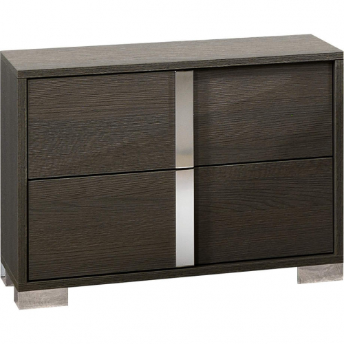 Alice Left & Right Nightstand Set in Matte Gray Finish & Chrome